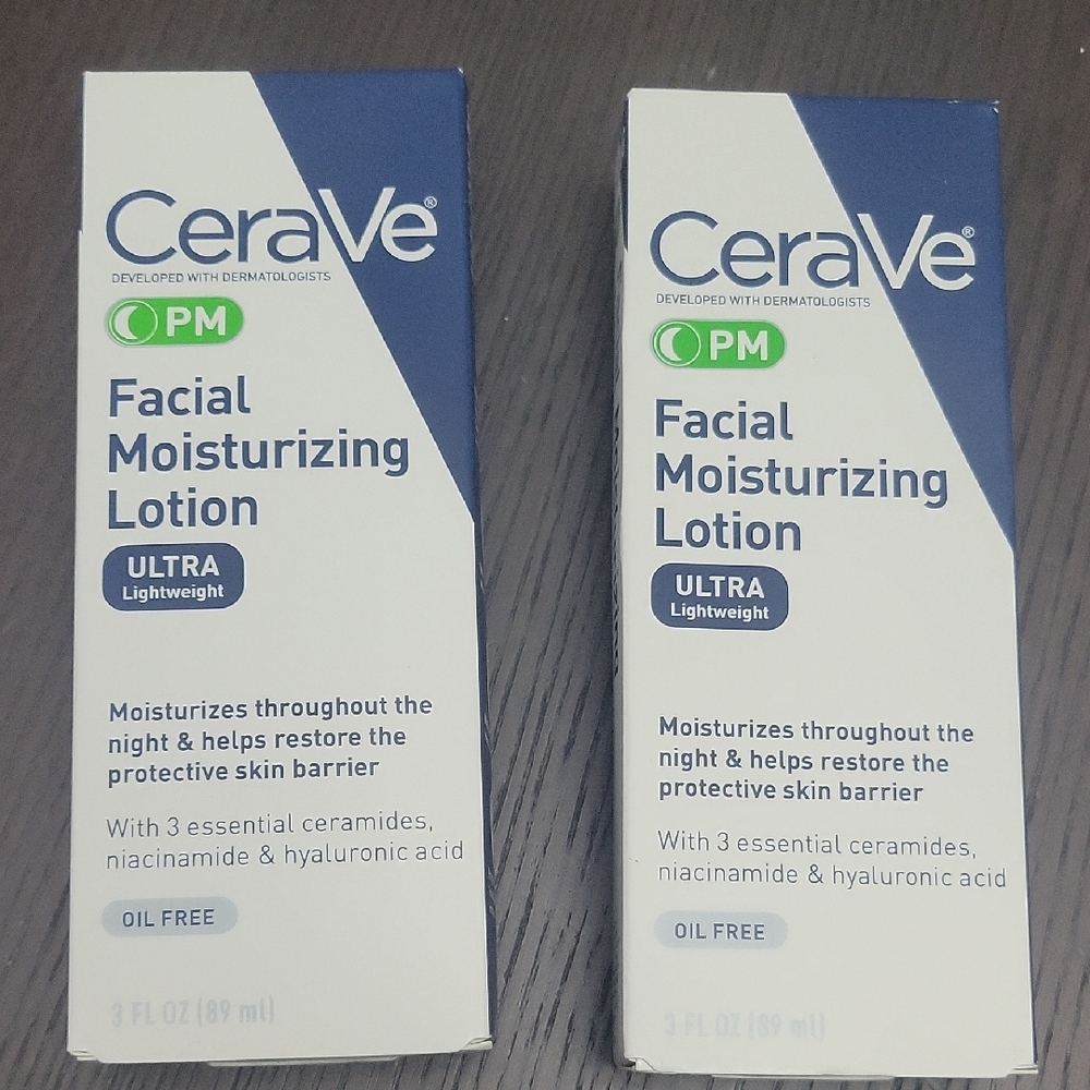 2 PACK CeraVe PM Facial Moisturizing Lotion
